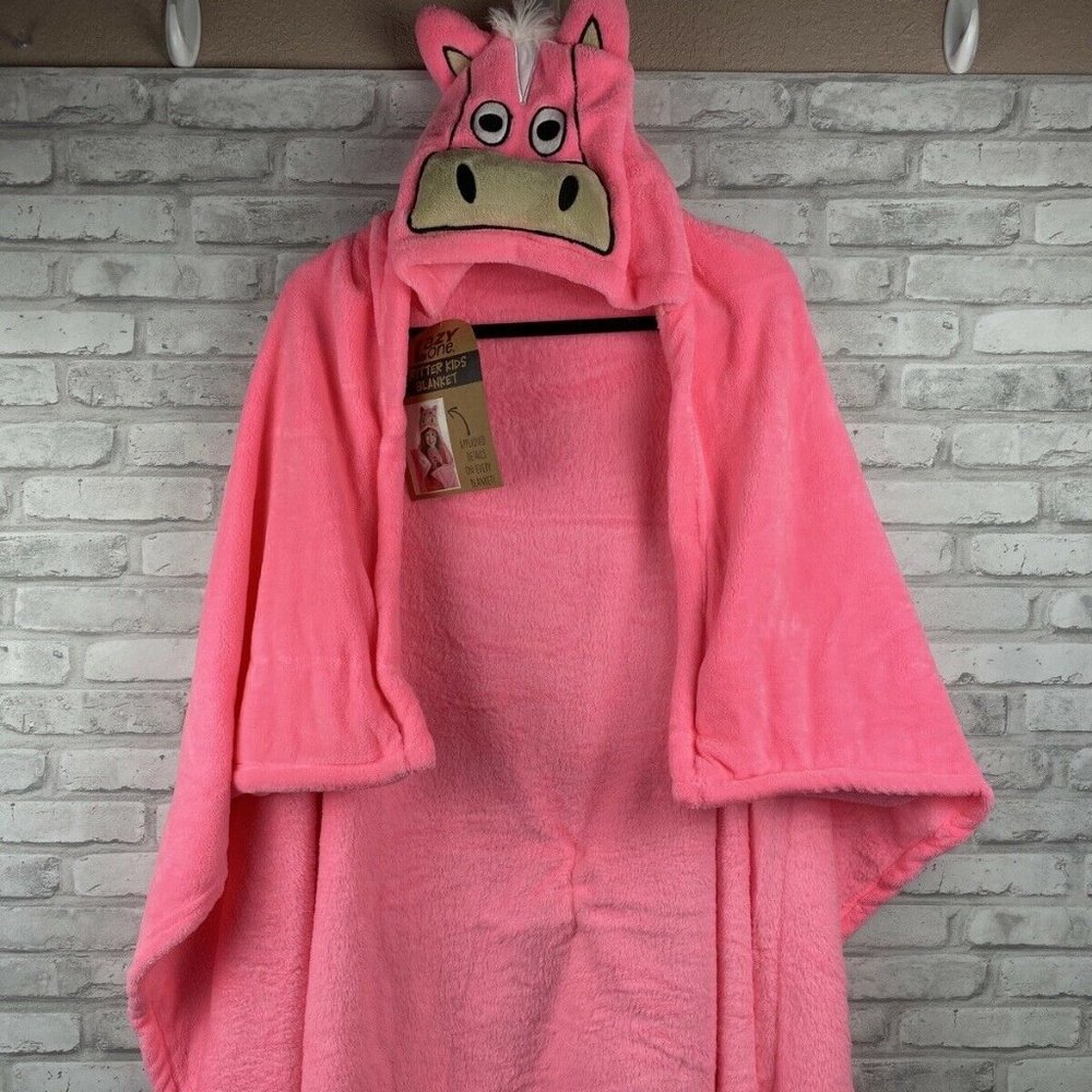 Lazy One Pink Horse Blanket Hoodie Kids Wearable